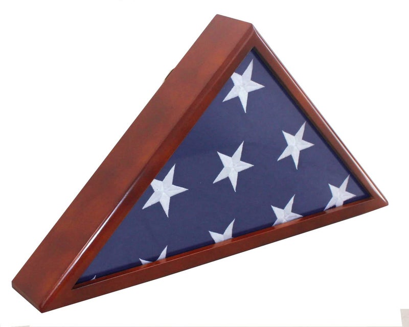 DisplayGifts Solid Wood Memorial Flag Case Frame Display Case for 5x9.5' Flag Folded. for Funeral or Burial Flag, FC60-MAH - Image 1